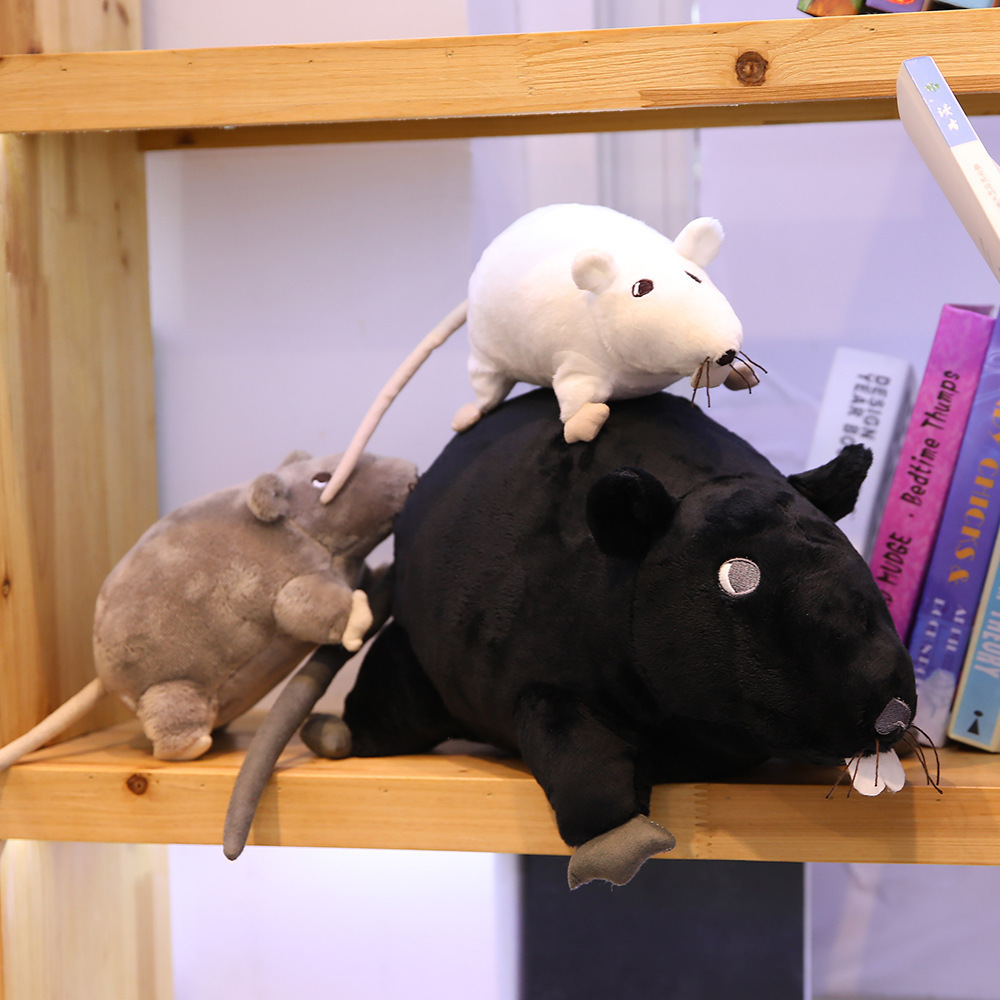 跨境新品仿真老鼠毛绒玩具卡通白鼠布娃娃鼠年吉祥物公司企业礼品