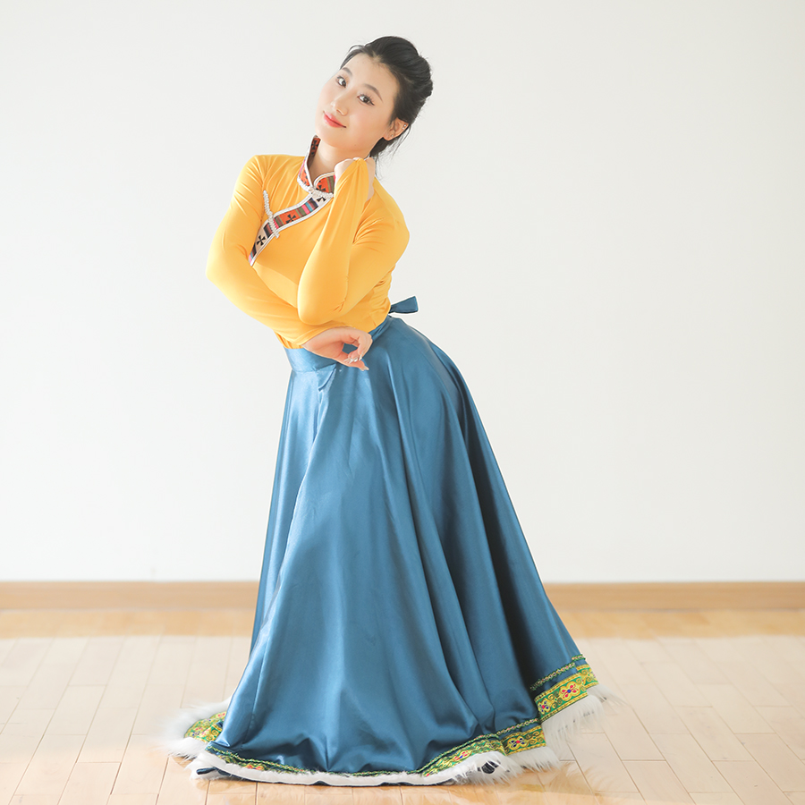 演出服装藏族剧目舞蹈少数民族大摆裙子2024新款艺术考上衣成人女