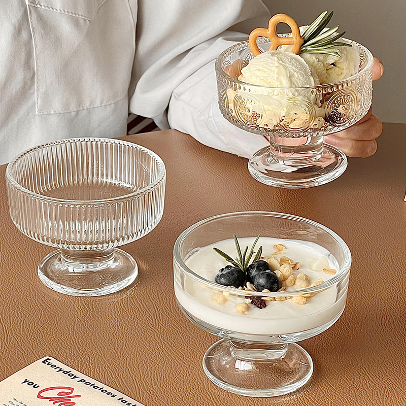 ins风冰淇淋球杯玻璃酸奶碗高脚甜品碗高颜值雪糕奶昔布丁慕斯杯