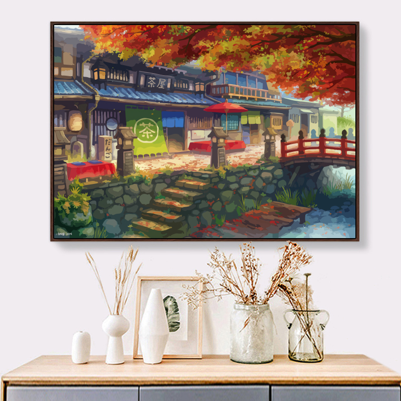 日式茶屋风景十字绣2022新款小件线绣客厅卧室餐厅小幅自己绣手工