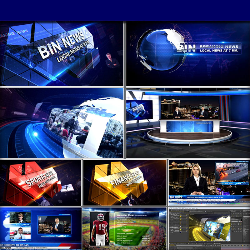 新版新闻广播电视栏目包装导视虚拟演播厅字幕条片头AE模板