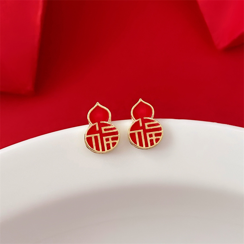 中国风福字葫芦耳环2023年新款潮秋冬气质耳饰适合过年戴的耳钉