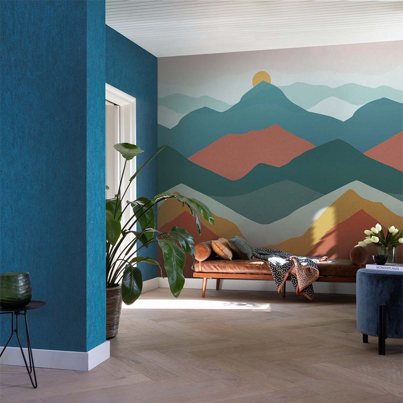 德国原装进口墙纸壁画 彩色山脉 日出 沙发餐厅卧室背景墙画壁纸
