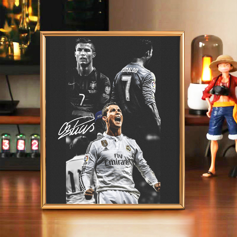 曼联C罗签名海报相框摆件足球礼品装饰画挂画周边手办纪念品摆台