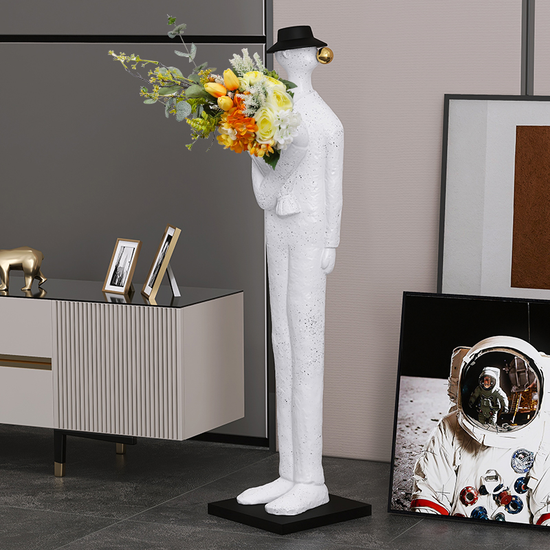 北欧创意艺术男孩客厅大型落地花瓶摆件电视柜旁边玄关家居装饰品
