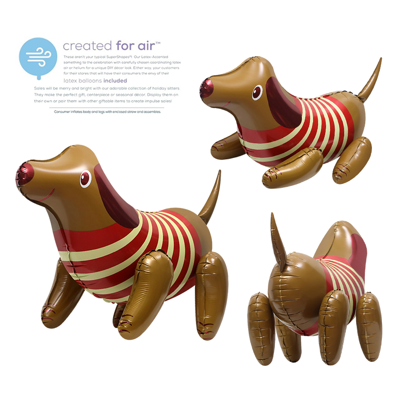 派对装饰布置拍照背景玩具4D立体站立腊肠狗动物卡通造型铝膜气球