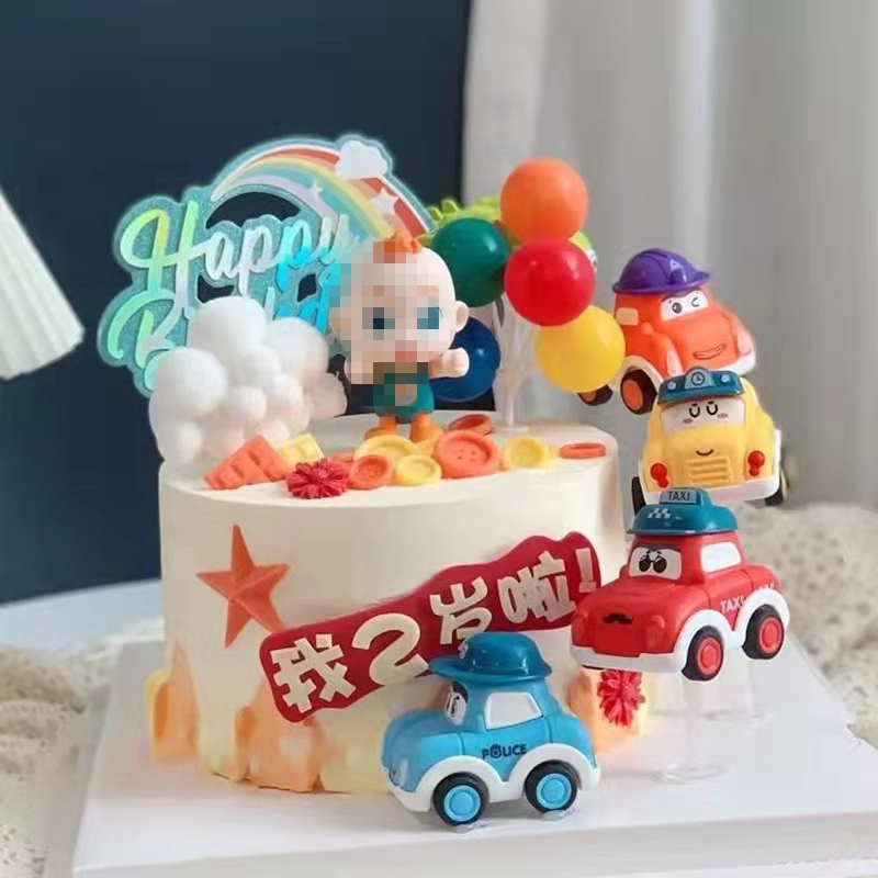 热销卡通宝贝蛋糕装饰摆件小汽车动画片男孩女孩儿童生日蛋糕装扮