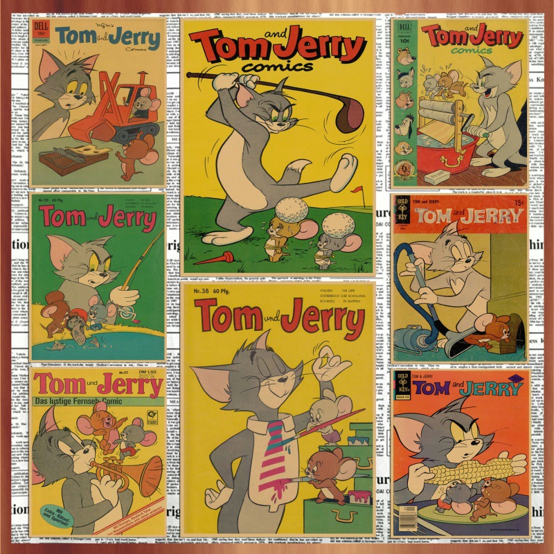 画之佳包邮猫和老鼠汤姆和杰瑞  动漫牛皮纸复古海报装饰墙画