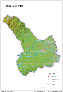 通辽市地势地形地图行政区划水系交通打印定制山峰高程流域卫星小