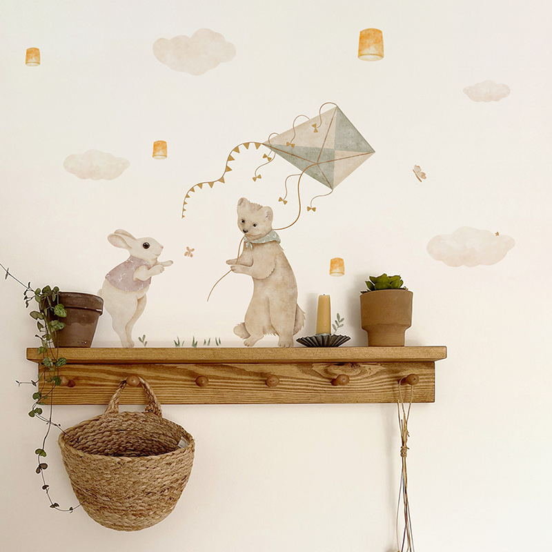 《小森林》北欧儿童房遮丑墙贴动物插画墙饰宝宝房间布置可爱装饰