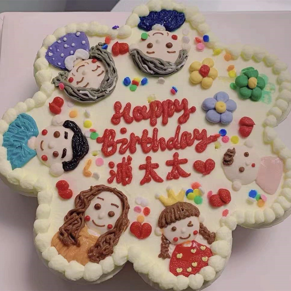 卡通儿童杯子蛋糕组合手绘聚会派对创意定制动物奶油生日蛋糕上海