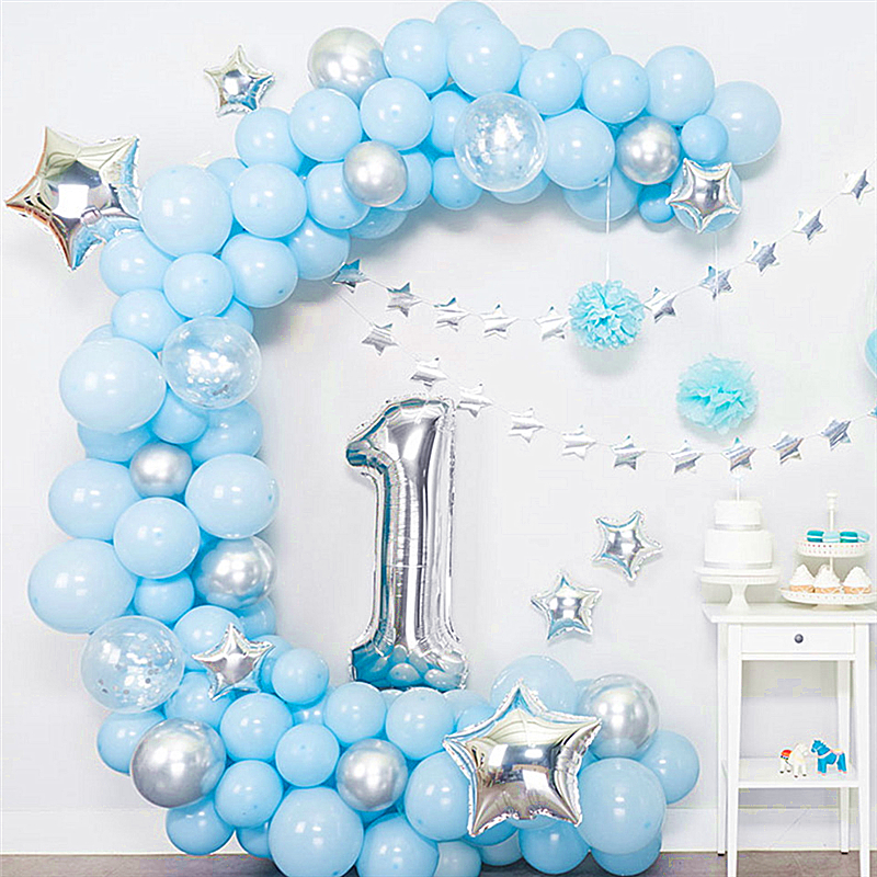 马卡龙气球链装饰蒂芙尼蓝色店铺开业拱门背景墙网红周岁生日布置