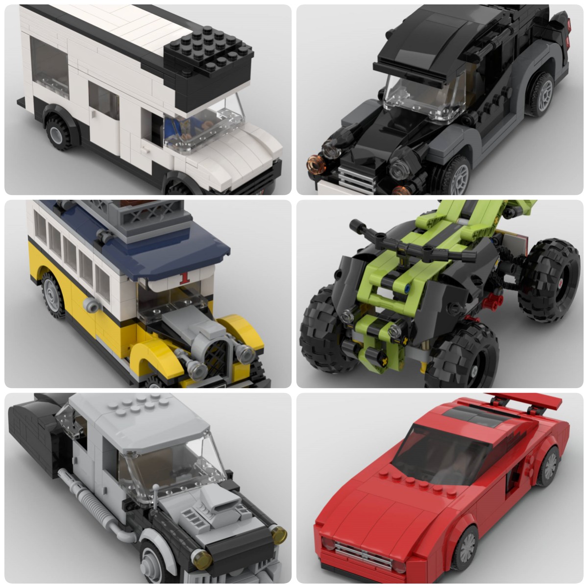 定制积木兼容乐高新款儿童玩具Quad摩托车老式汽车巴士跑车露营车