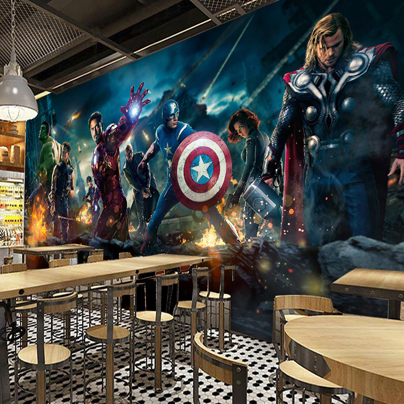 3D威漫复仇者联盟主题壁纸绿巨人钢铁侠壁画网吧餐厅背景墙纸壁布