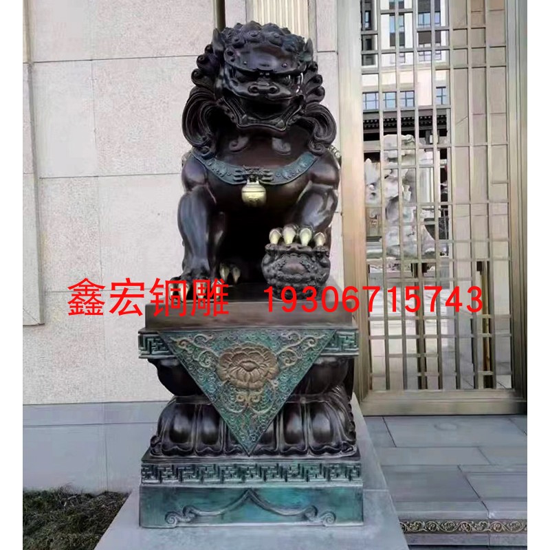 纯铜铸造看门铜门狮北京故宫铜狮子一对儿中华宫门狮雕塑门口摆件
