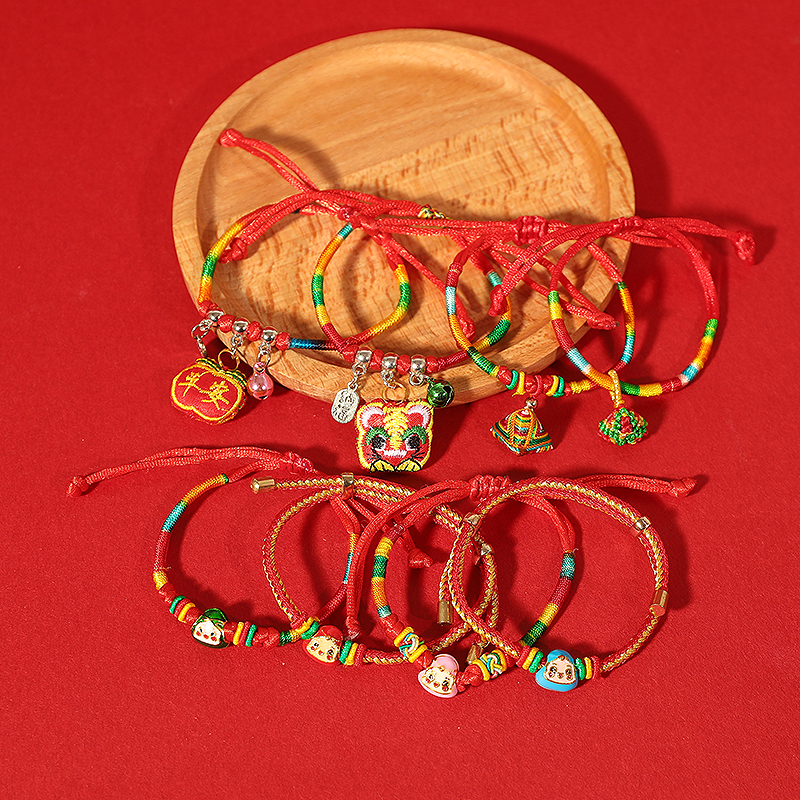女童端午节五彩绳红绳子儿童手链五色绳手工编织粽子手绳礼物