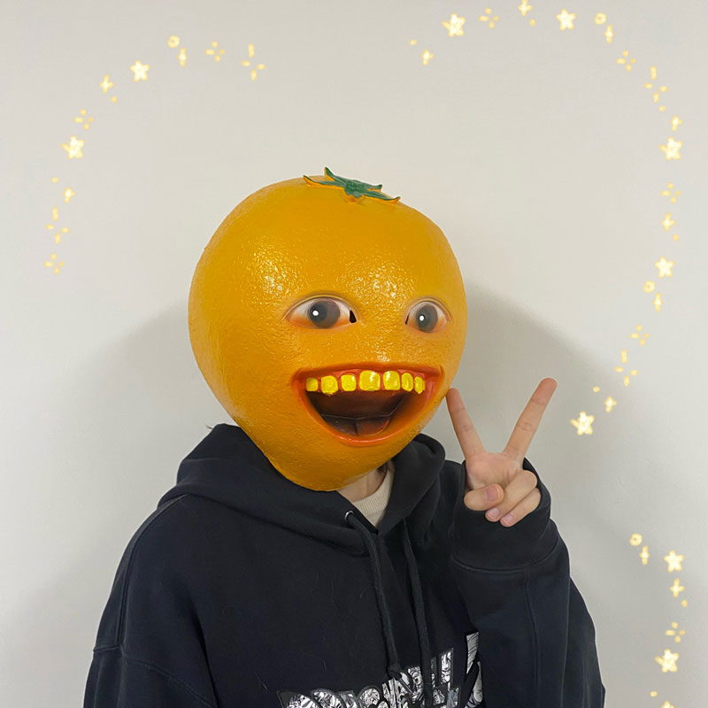 抖音沙雕微笑丑橘子头套搞笑橙子全脸面具水果运动会派对直播道具