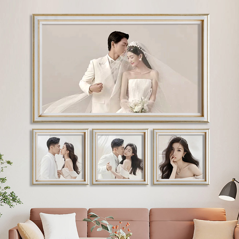 婚纱照相框挂墙定制照片墙组合洗照片做成结婚照放大48寸打印画框