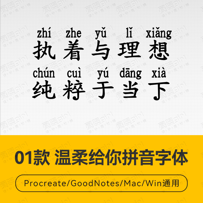 Procreate/Win/GoodNotes/Mac用 温柔给你拼音字体安装包自动发货