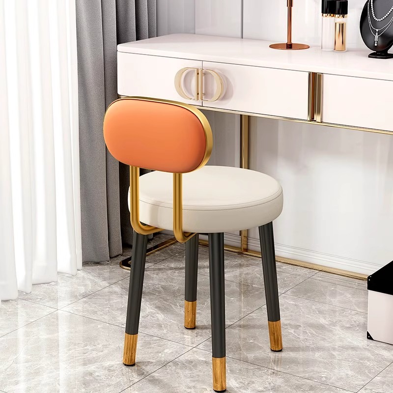 化妆椅子家用轻奢梳妆台凳子靠背商用美甲简约女生卧室小型设计感