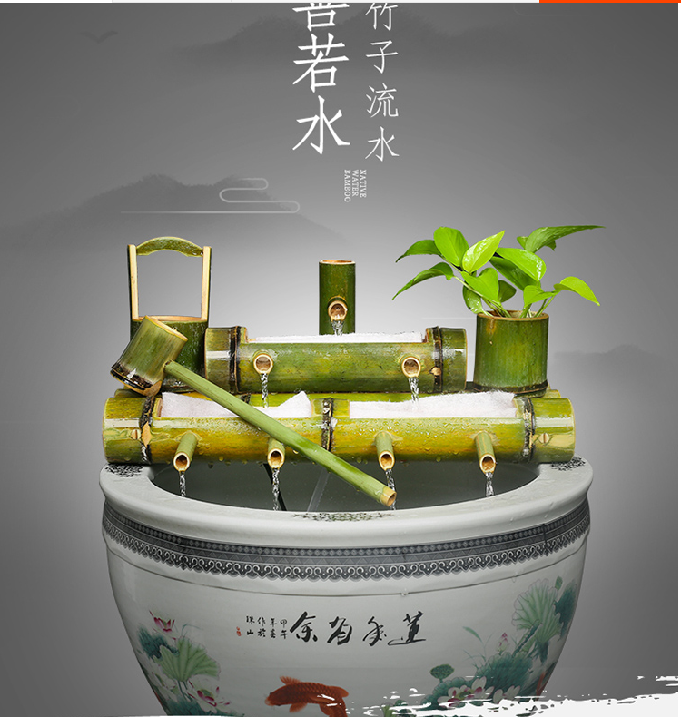假山喷泉摆件竹子流水过滤器石槽鱼缸摆件水景装饰开业礼品包邮