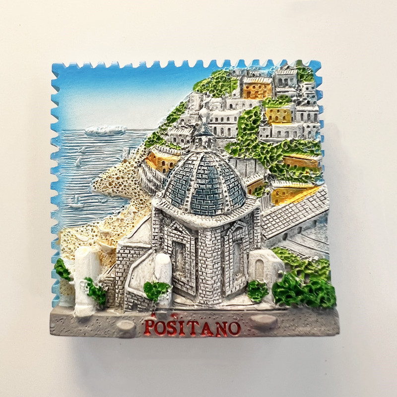 意大利彩色悬崖小镇波西塔诺旅游纪念立体风景装饰磁铁冰箱贴礼物