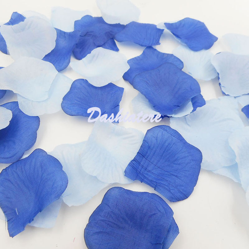 布玫瑰花瓣布置制造浪漫浅蓝深蓝色婚礼生日派对卧室婚床喜床撒花