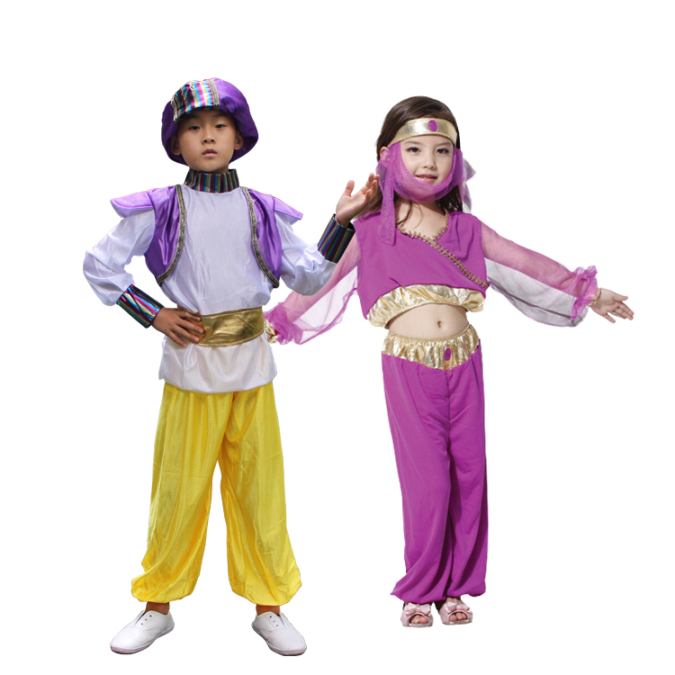 六一儿童话剧表演衣服紫色中东阿拉伯公主王子舞台表演演出服饰