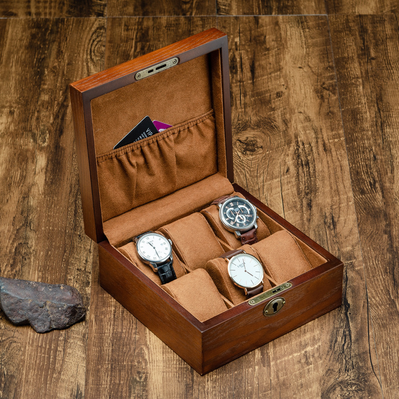 带锁展示整理手表腕表收藏首饰手串箱子收纳盒手链木质盒子水曲柳