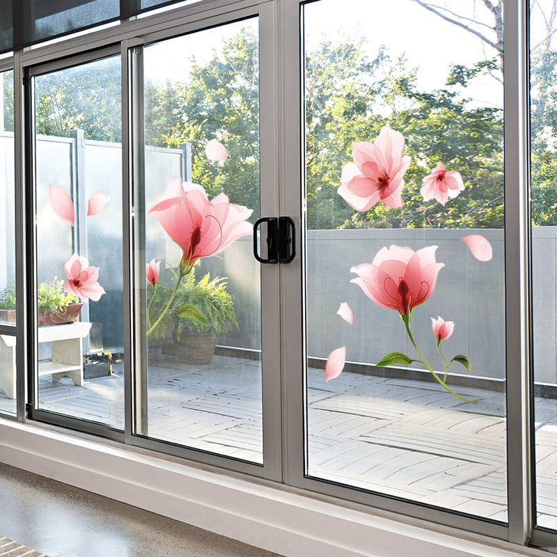 客厅推拉门装饰玻璃贴纸小图案创意阳台门贴画自粘双面色窗贴窗花