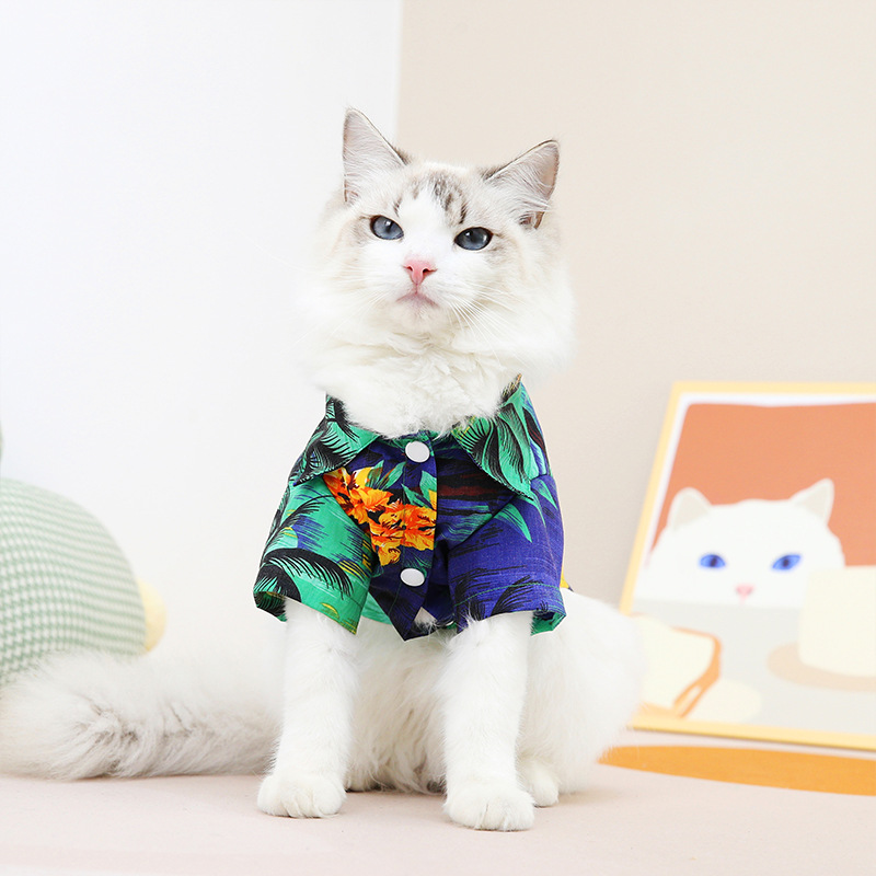 宠物猫咪狗狗夏威夷衬衫沙滩风格小猫衣服波斯猫缅甸猫春夏服装