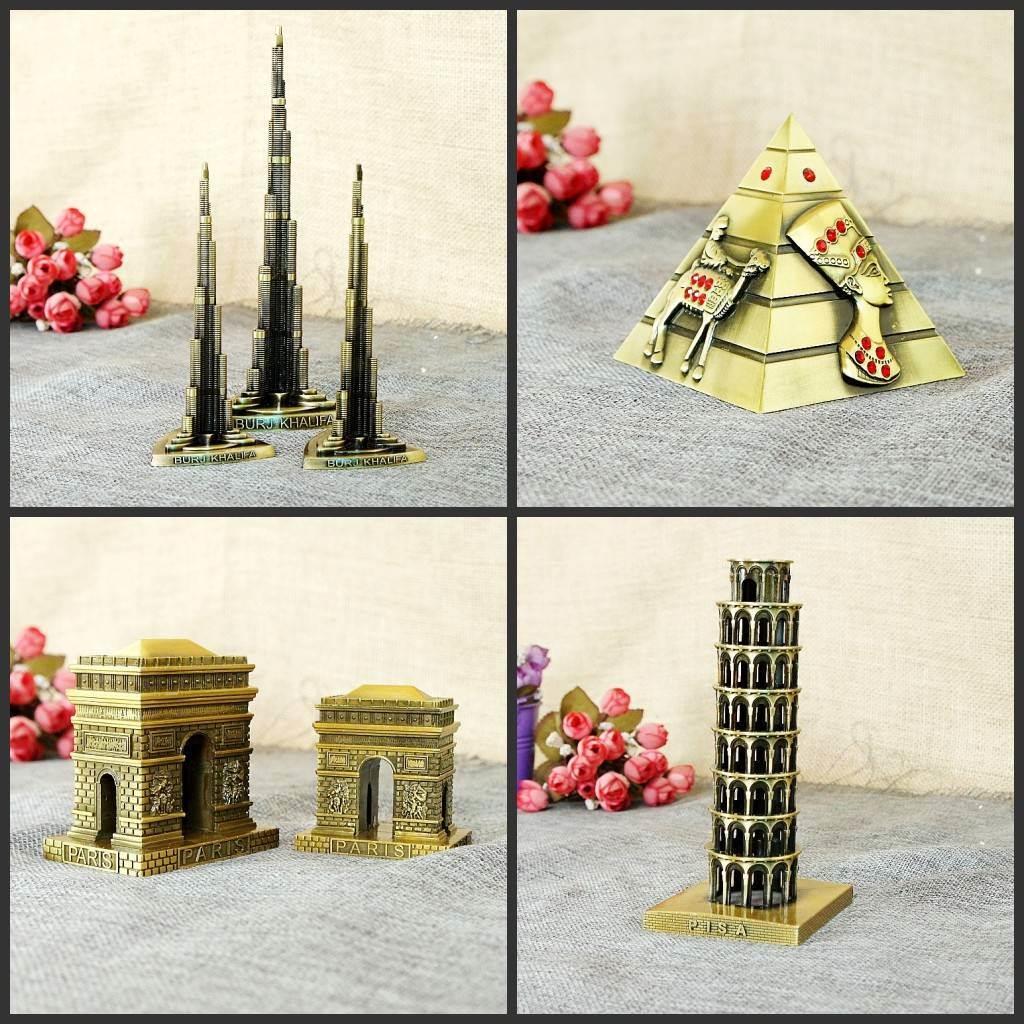 世界知名地标建筑金属模型迪拜帆船酒店帝国大厦金字塔斜塔模型