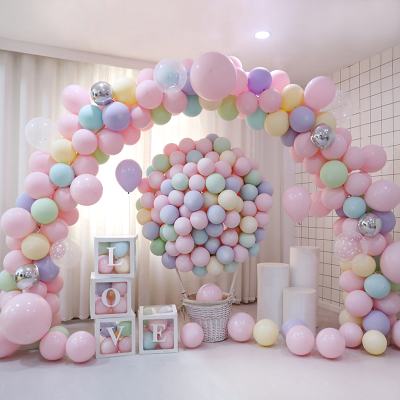 宝宝周岁生日布置儿童派对背景马卡龙气球商场店面开业拱门面装饰
