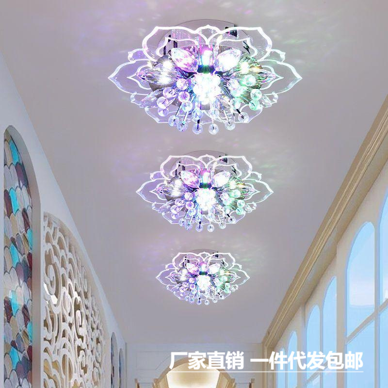 LED水晶过道走廊灯现代简约入户天花灯创意玄光阳台吸顶灯