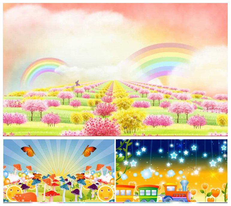 儿歌背景彩虹的约定舞台背景 六一儿童节卡通背景视频 森林小火车