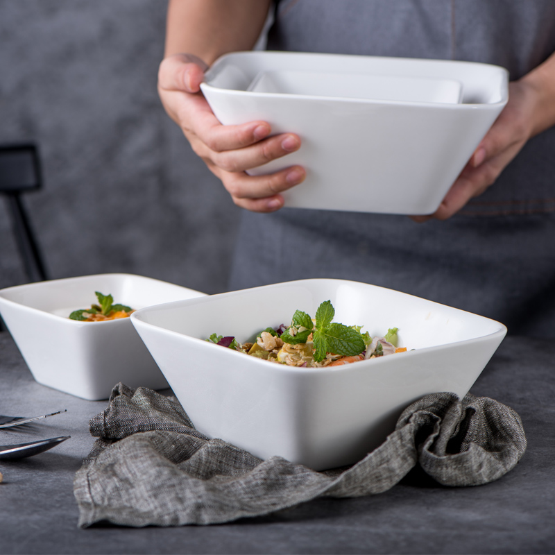 欧式创意陶瓷汤碗家用大号方形双皮奶碗冰粉专用蒸蛋好看的凉皮碗