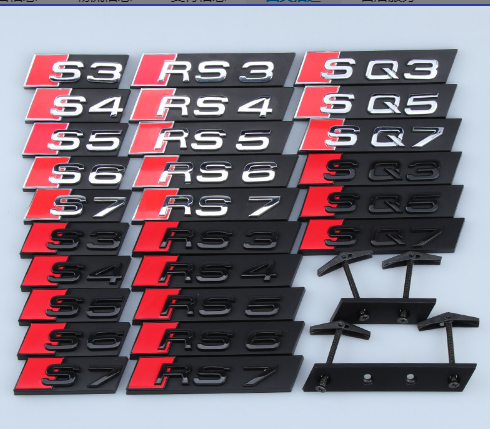 适用于奥迪蜂窝中网标A3A4A6改装S3S4S5S6RS4SQ5车标装饰运动标