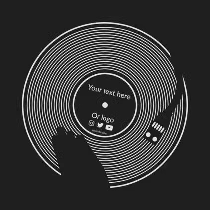 AE模板-黑胶唱片DJ唱盘旋转LOGO动图演绎片头宣传徽标动画带音乐