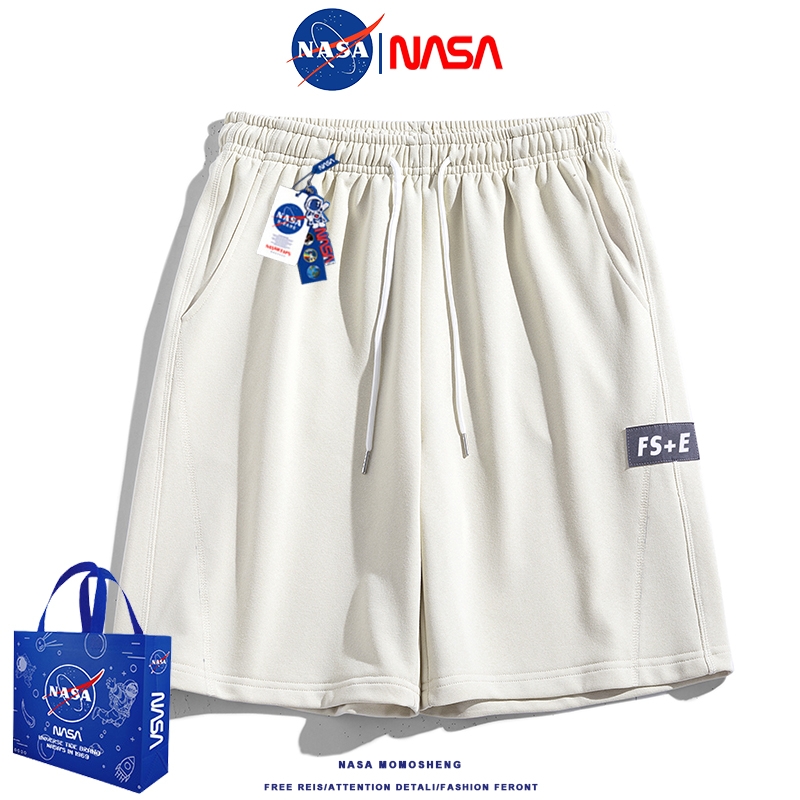 NASA运动短裤女2024新款爆款夏季阔腿五分裤针织直筒情侣款休闲裤