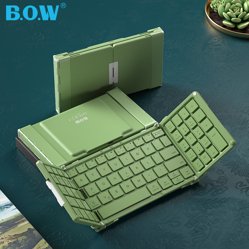 BOW 折叠无线三蓝牙键盘鼠标带数字键手机平板专用笔记本ipad打字