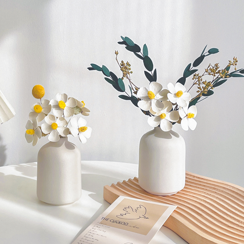 干花束ins风摆件永生花客厅桌面装饰品入户玄关家居好物白色花瓶