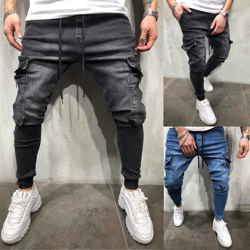 Casual Classic Style Fashion Men's jeans Black Blue Pants