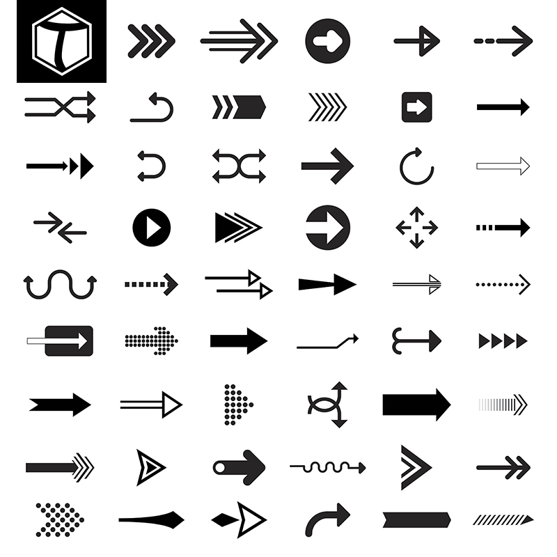 400款各类简约方向箭头标识UI图标指示手绘箭头AI矢量设计素材