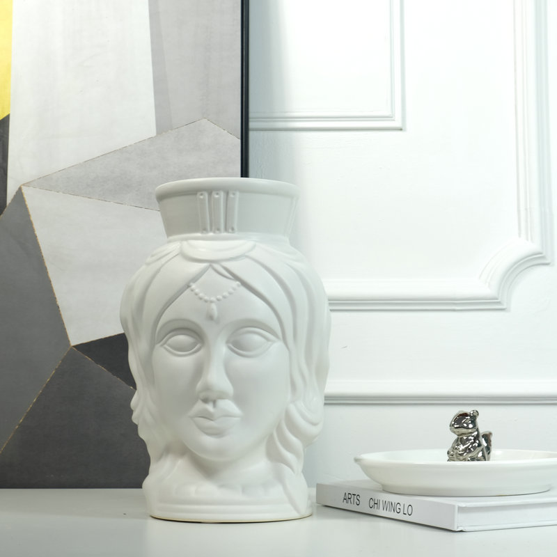 欧式古典人物头像陶瓷雕塑摆件样板间别墅玄关艺术花瓶软装饰品