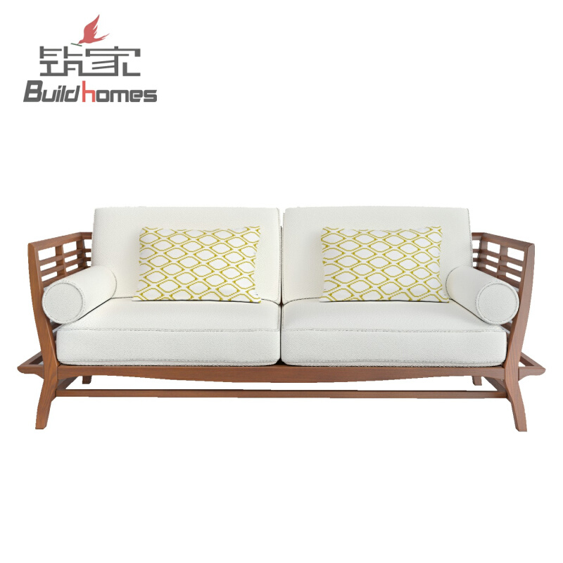 东南亚风格实木沙发槟郎色新中式白蜡木布艺沙发现代简约客厅沙发