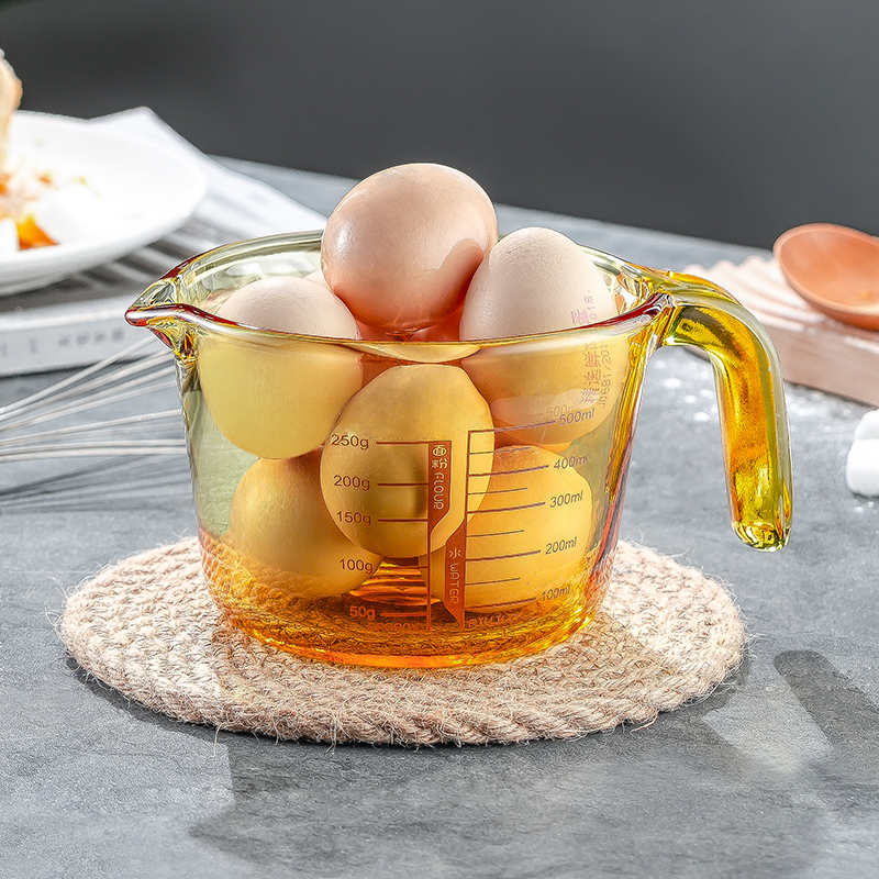 琥珀色量杯耐热玻璃牛奶烘焙烤箱微波炉盎司打蛋带刻度儿童早餐杯