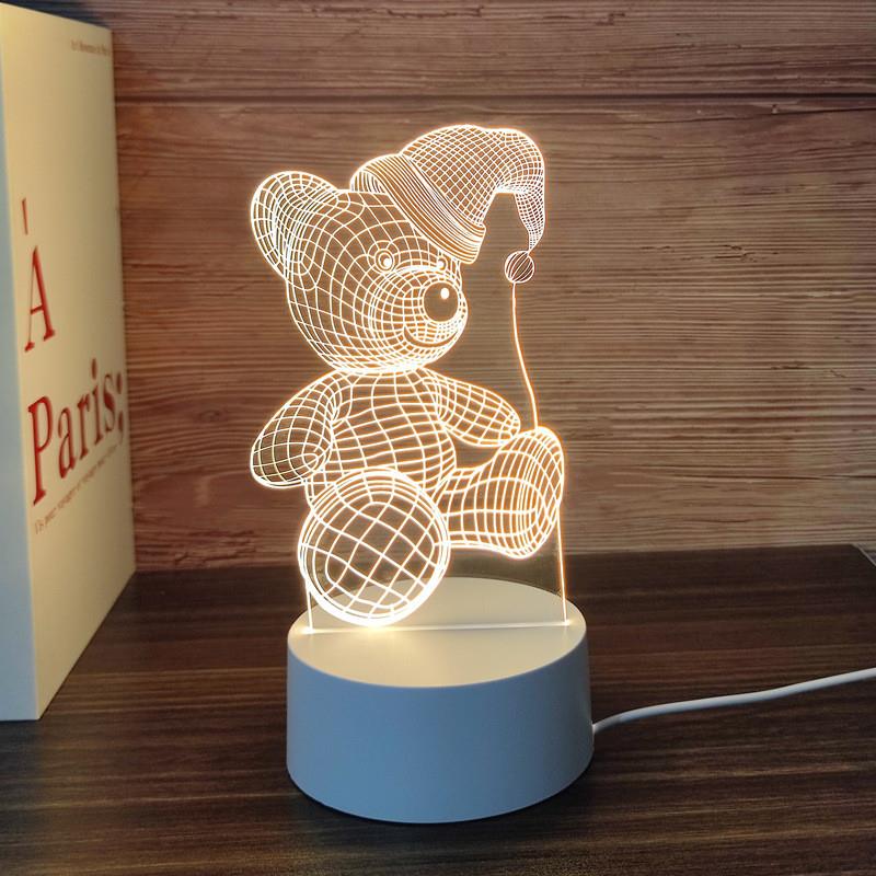 3D立体小夜灯插电创意梦幻迷你台灯卧室床头简约现代麋鹿水母城堡