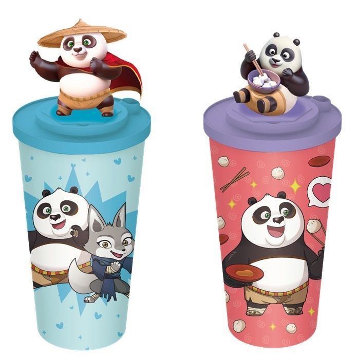 万达正版功夫熊猫4周边海报阿宝玩偶杯水杯卡通玩偶杯吸管熊猫