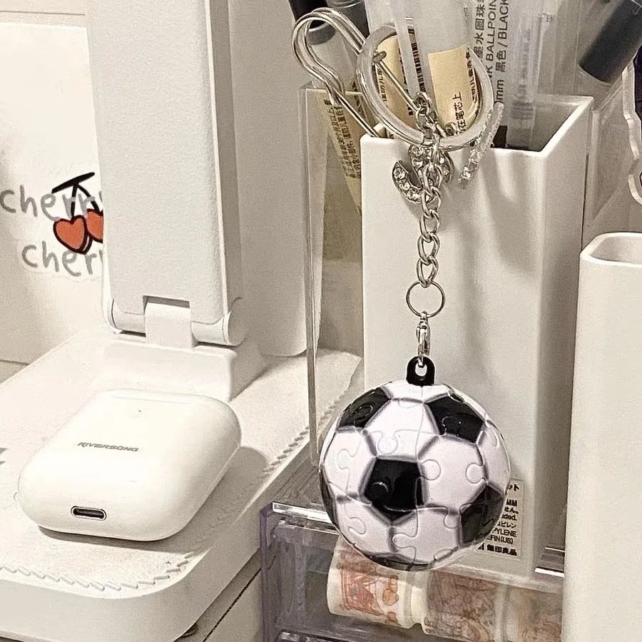 拼图个性创意钥匙扣情侣挂件24片立体球体拼图篮球足球3D立体球形