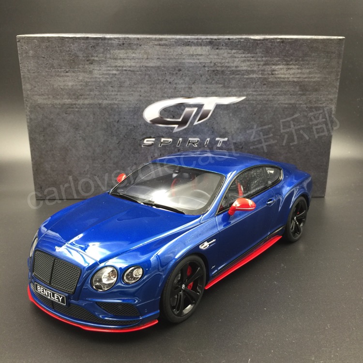 【现货】GT Spirit 1:18 宾利 欧陆 蓝色车身红耳 静态树脂车模型